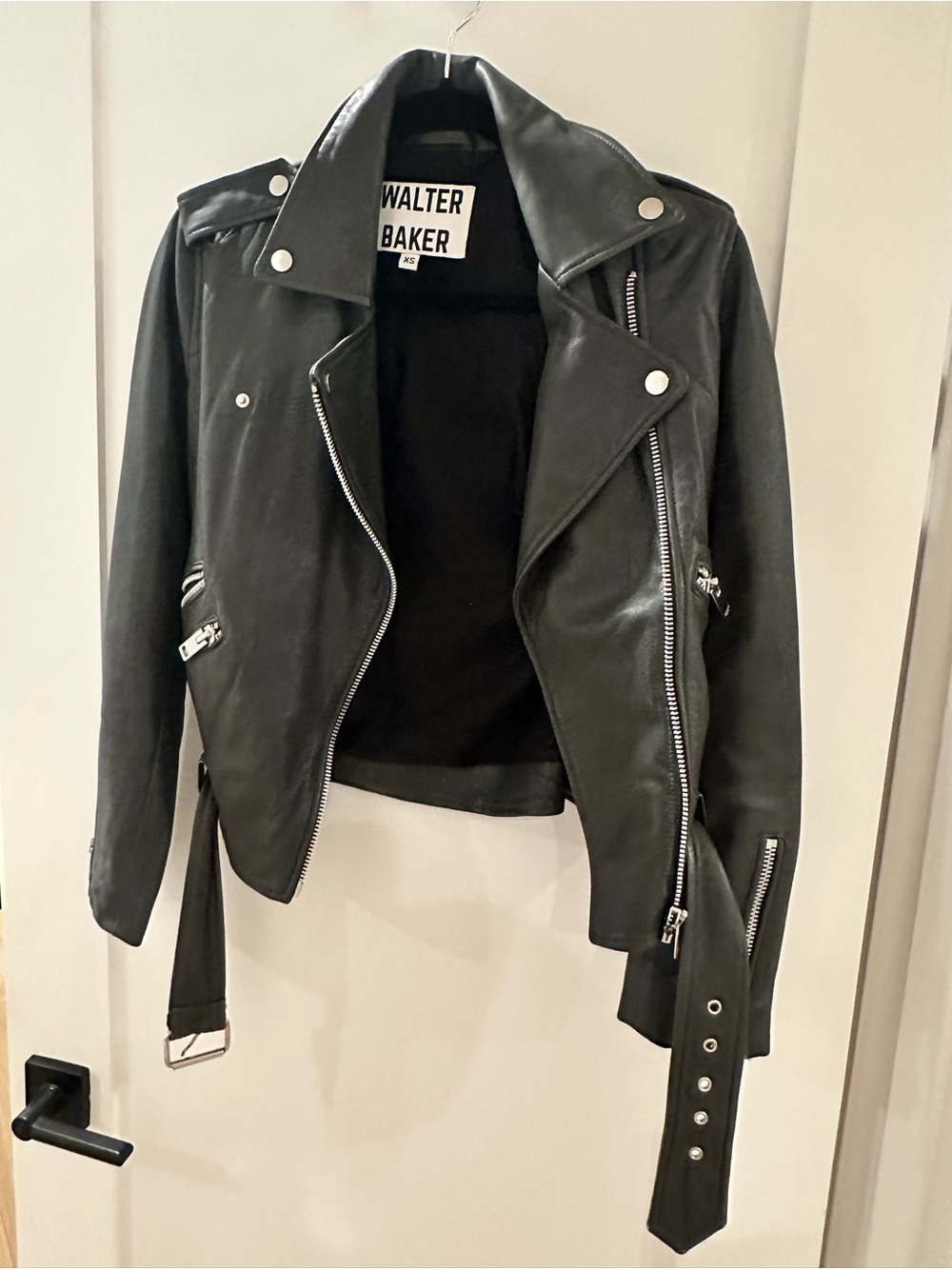 Walter Baker Leather Biker Jacket with Silver Hardware